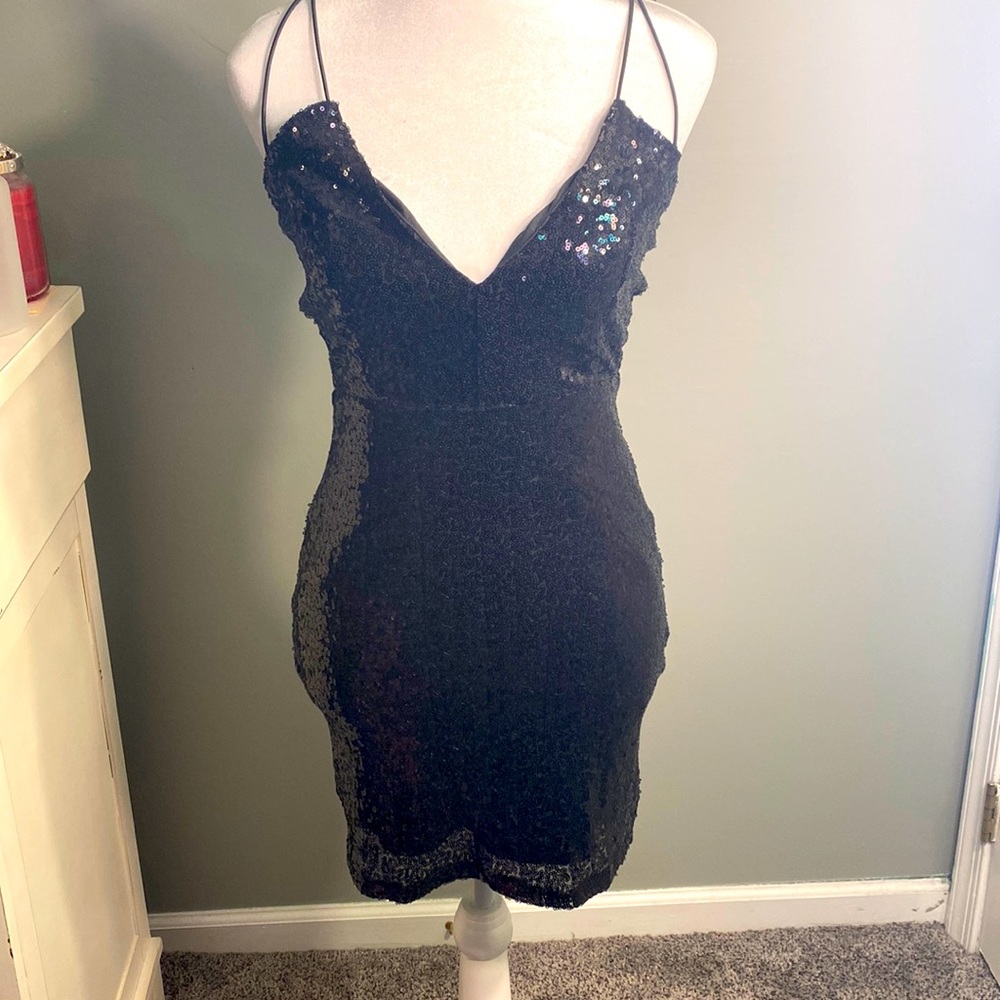 Black sequin mini dress